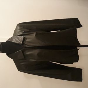 💚🖤Dark Green Genuine Learher Zipper Front Jacket Size L